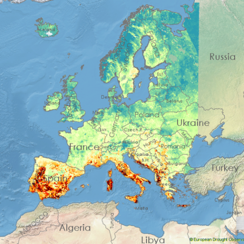 7-day soil moisture forecast for Europe (EDO).